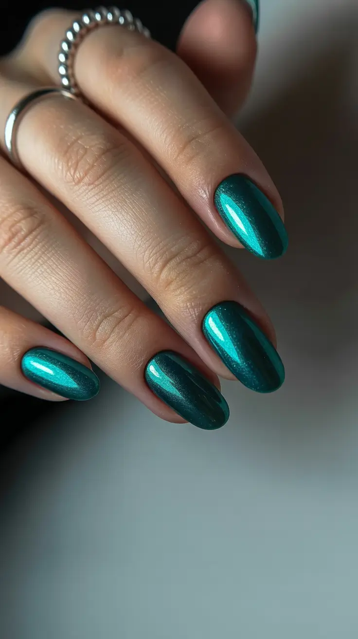 christmas nail design ideas 2025 emerald chrome
