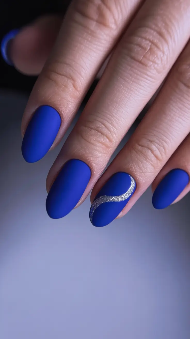 christmas nails acrylic ideas 2025 Midnight Matte Wave