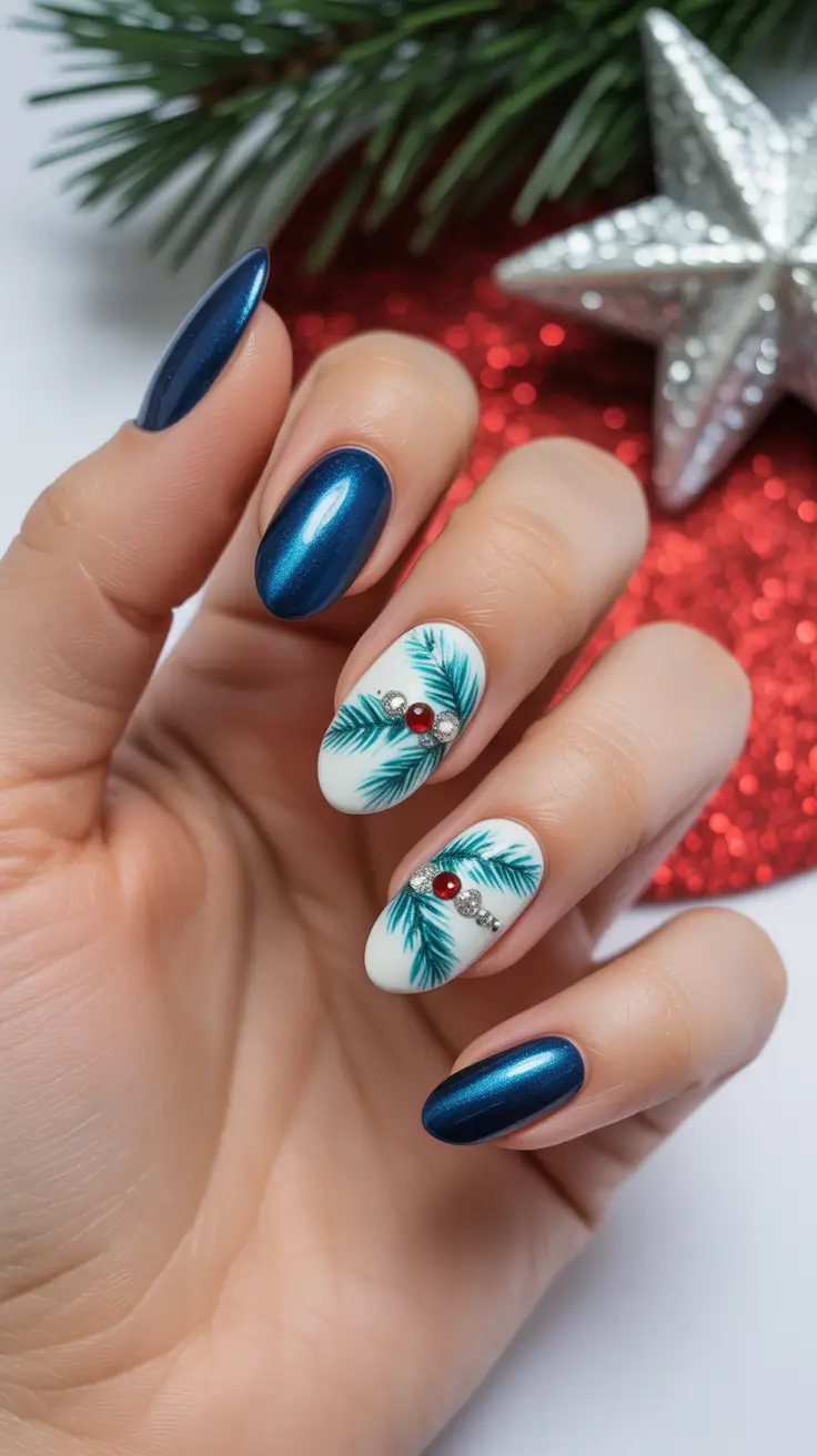 christmas nails acrylic ideas 2025 Evergreen Elegance