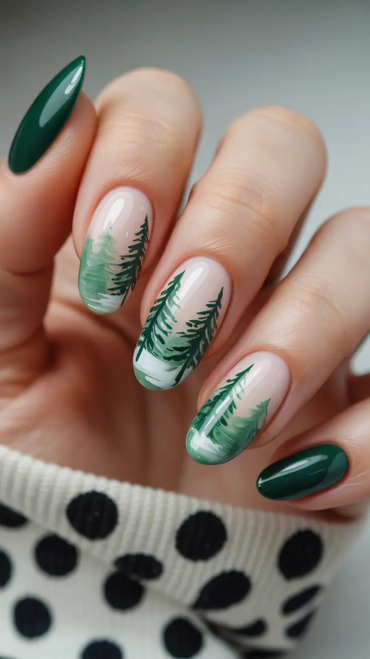 christmas tree nails ideas 2025 Evergreen Forest Dream
