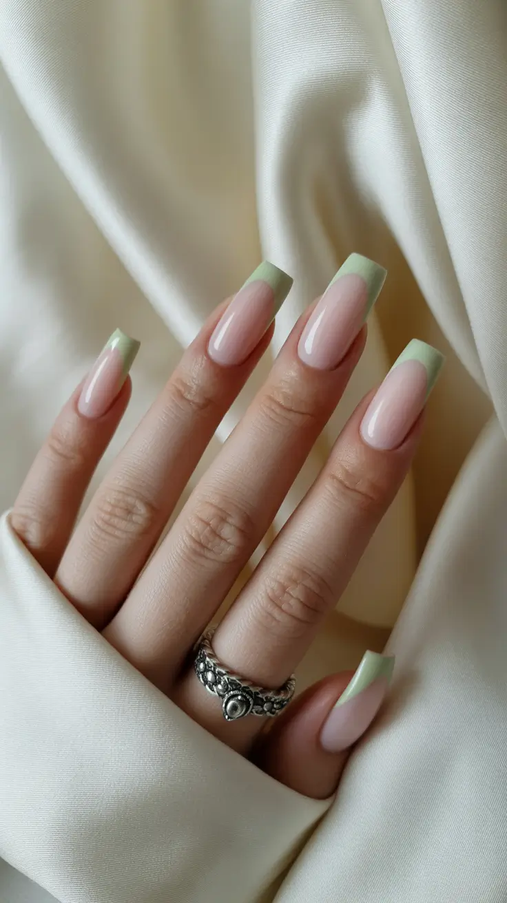 classy winter nails ideas 2025 - 2026 Pistachio French Dream