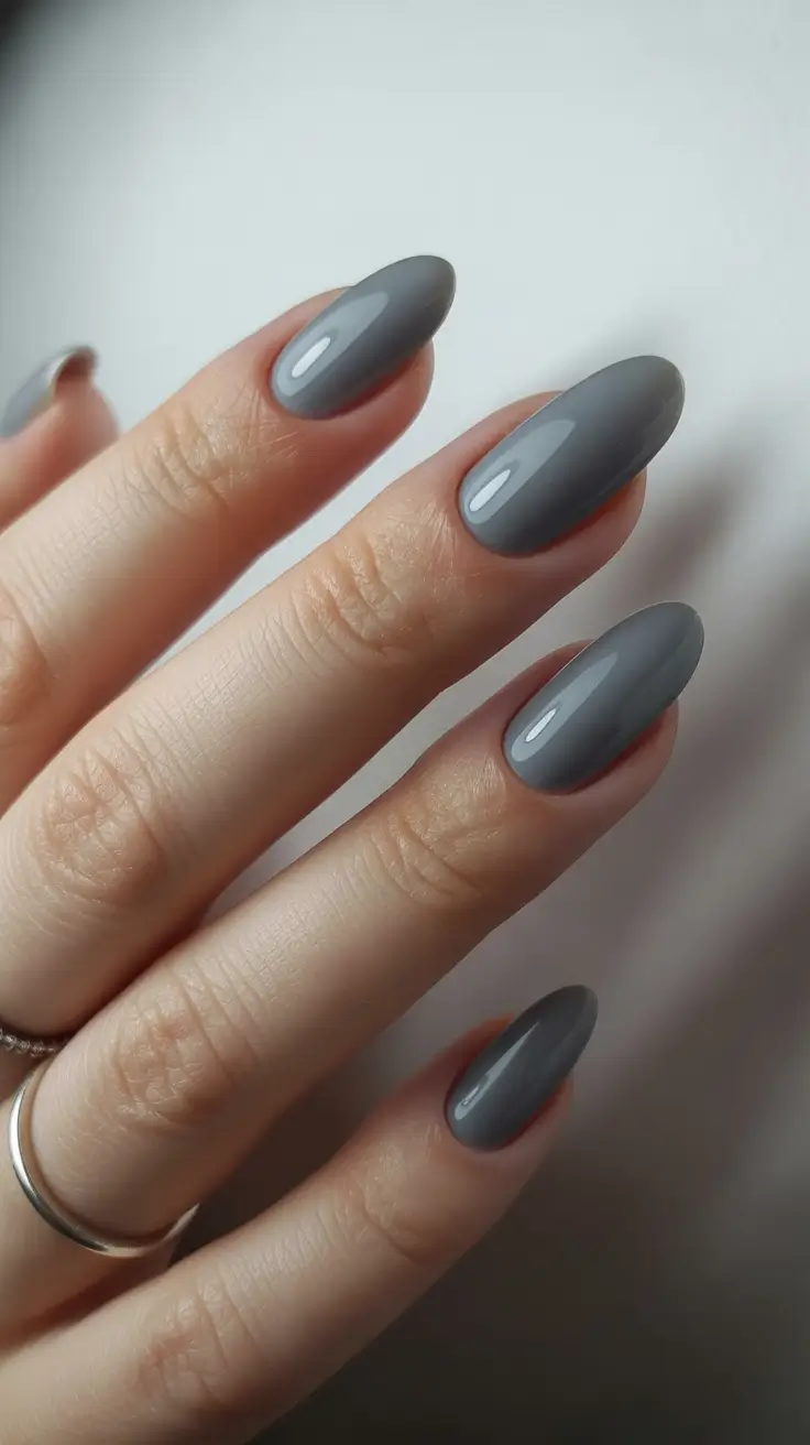 classy winter nails ideas 2025 - 2026 Slate Grey Serenity
