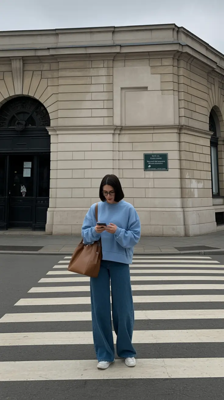 Cozy outfits to Wear in December 2025 Powder Blue and Denim Ease