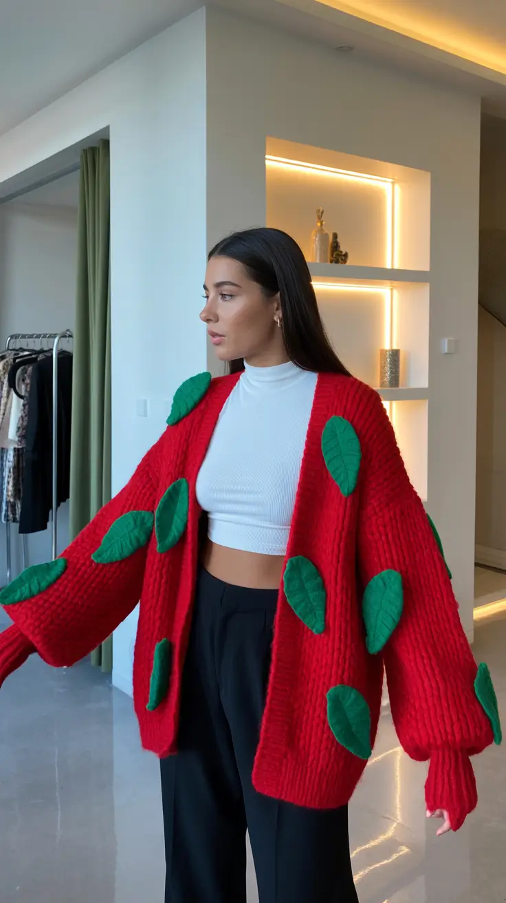 Cozy outfits to Wear in December 2025 Bold Color Play with Whimsical Knits