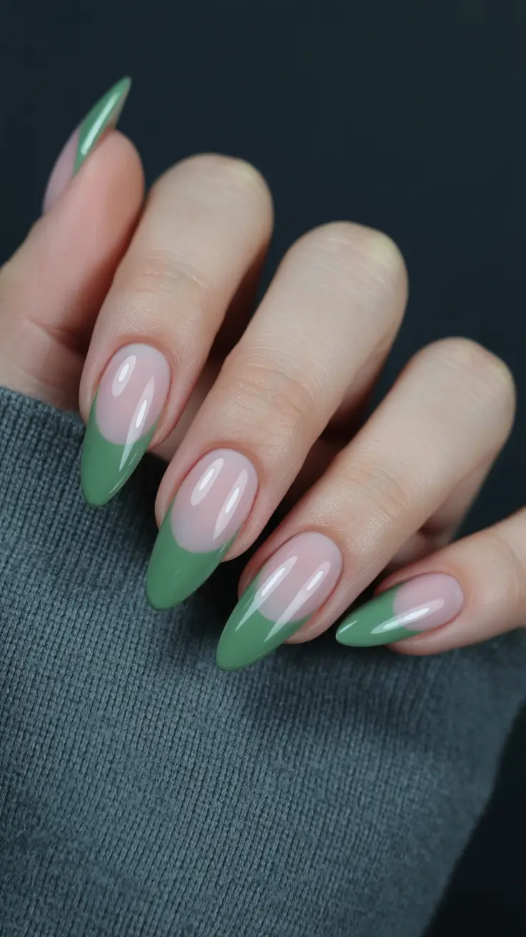 Fall Nail design for December 2025 Moss Mist French