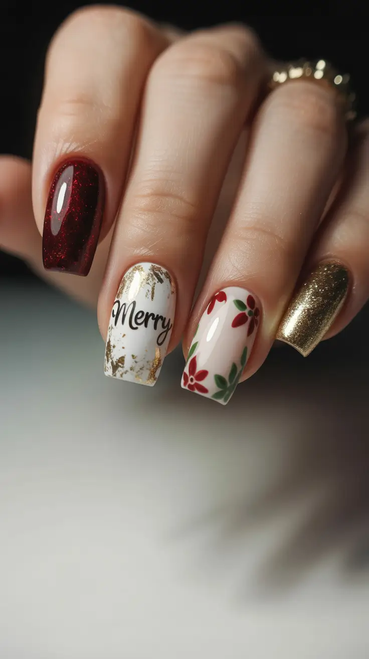 Fall Nail design for December 2025 Holiday Glow Mix