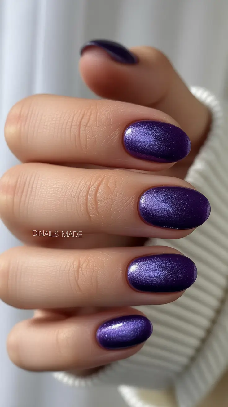 Fall Nail design for December 2025 Midnight Chrome Magic