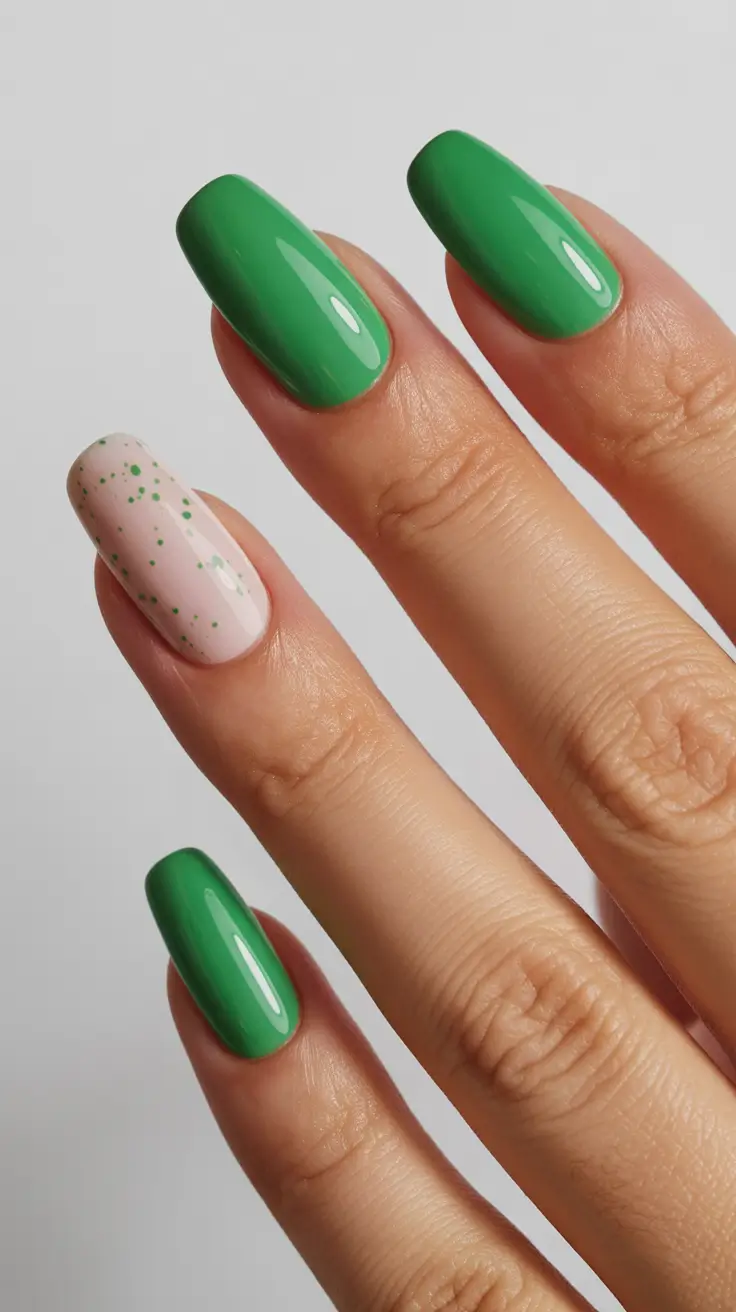 green winter nails ideas 2025-2026 Mint Confetti Play