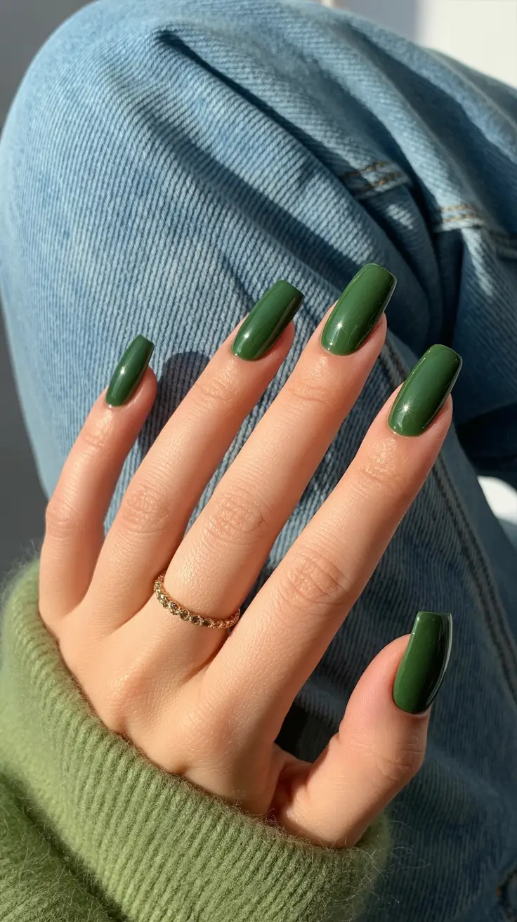 green winter nails ideas 2025-2026 Olive Classic Cool