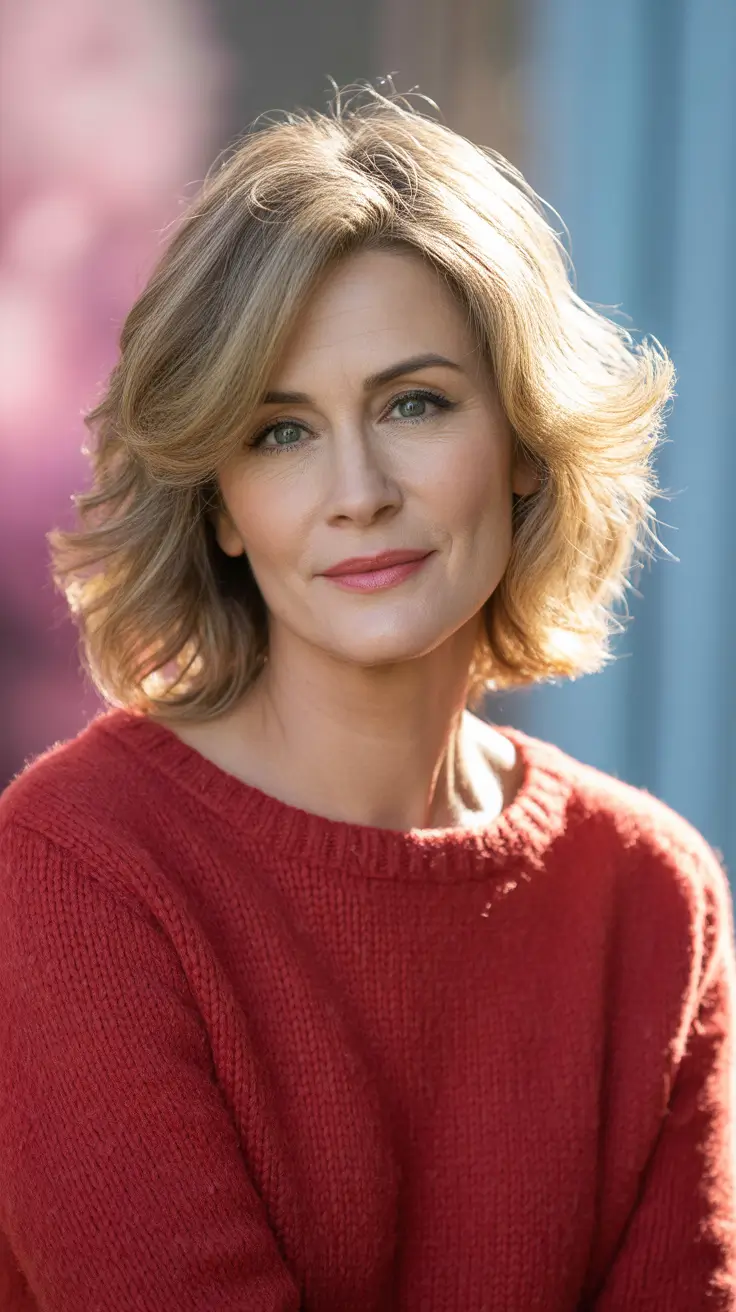 Hair Color & Winter Hairstyles for Women Over 50: 2025-2026 Effortless Medium Wavy Layers