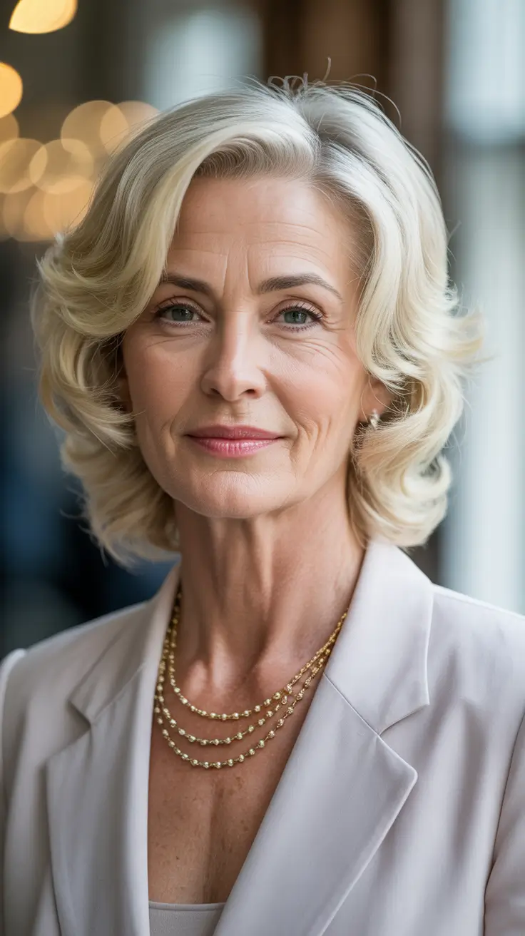 Hair Color & Winter Hairstyles for Women Over 60: 2025-2026 Soft Blonde Waves with Feminine Flow