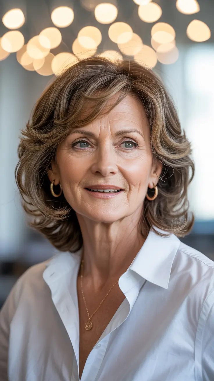 Hair Color & Winter Hairstyles for Women Over 60: 2025-2026 Rich Brunette Layers with Subtle Highlights
