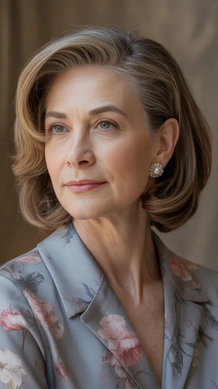 Hair Color & Winter Hairstyles for Women Over 60: 2025-2026 Elegant Mid Length Bob with Side Sweep