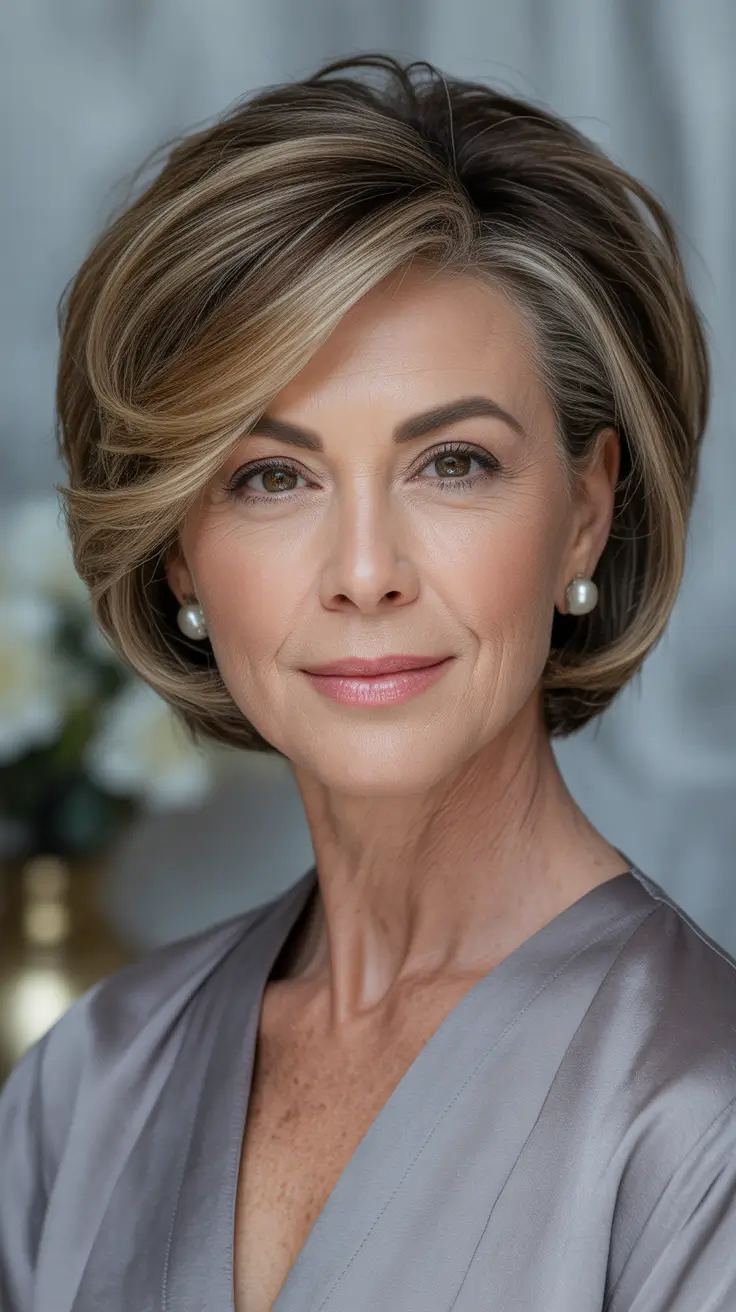 Hair Color & Winter Hairstyles for Women Over 60: 2025-2026 Classic Short Bob with Honey Highlights