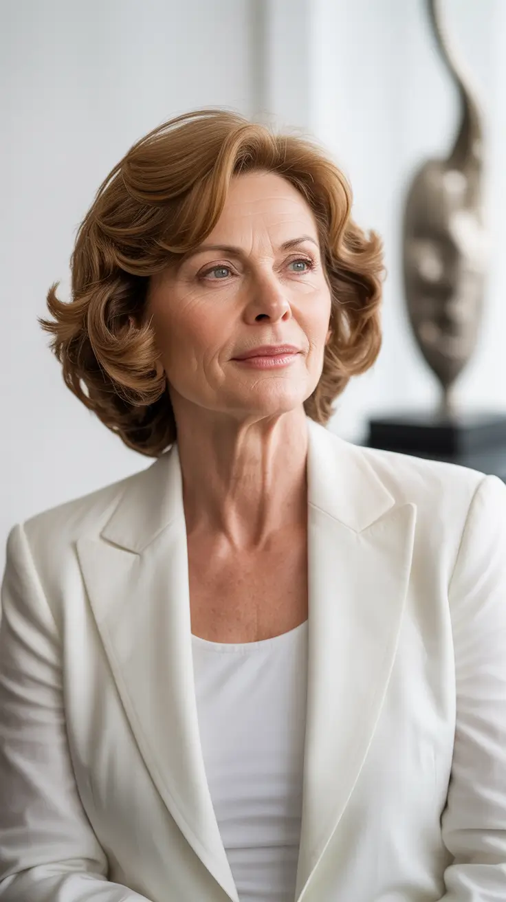 Hair Color & Winter Hairstyles for Women Over 60: 2025-2026 Classic Chestnut Curls with Structured Volume