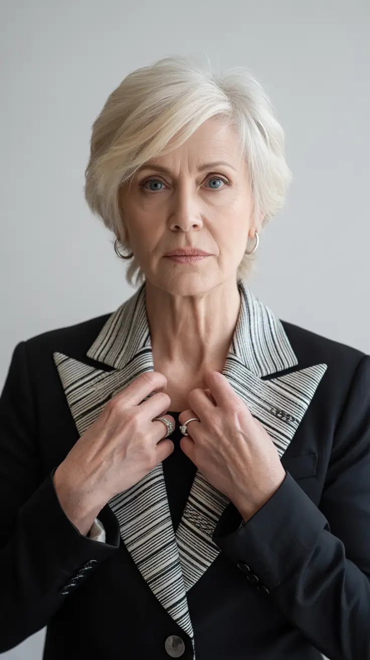 Hair Color & Winter Hairstyles for Women Over 60: 2025-2026 Chic Short Edgy Silver Cut