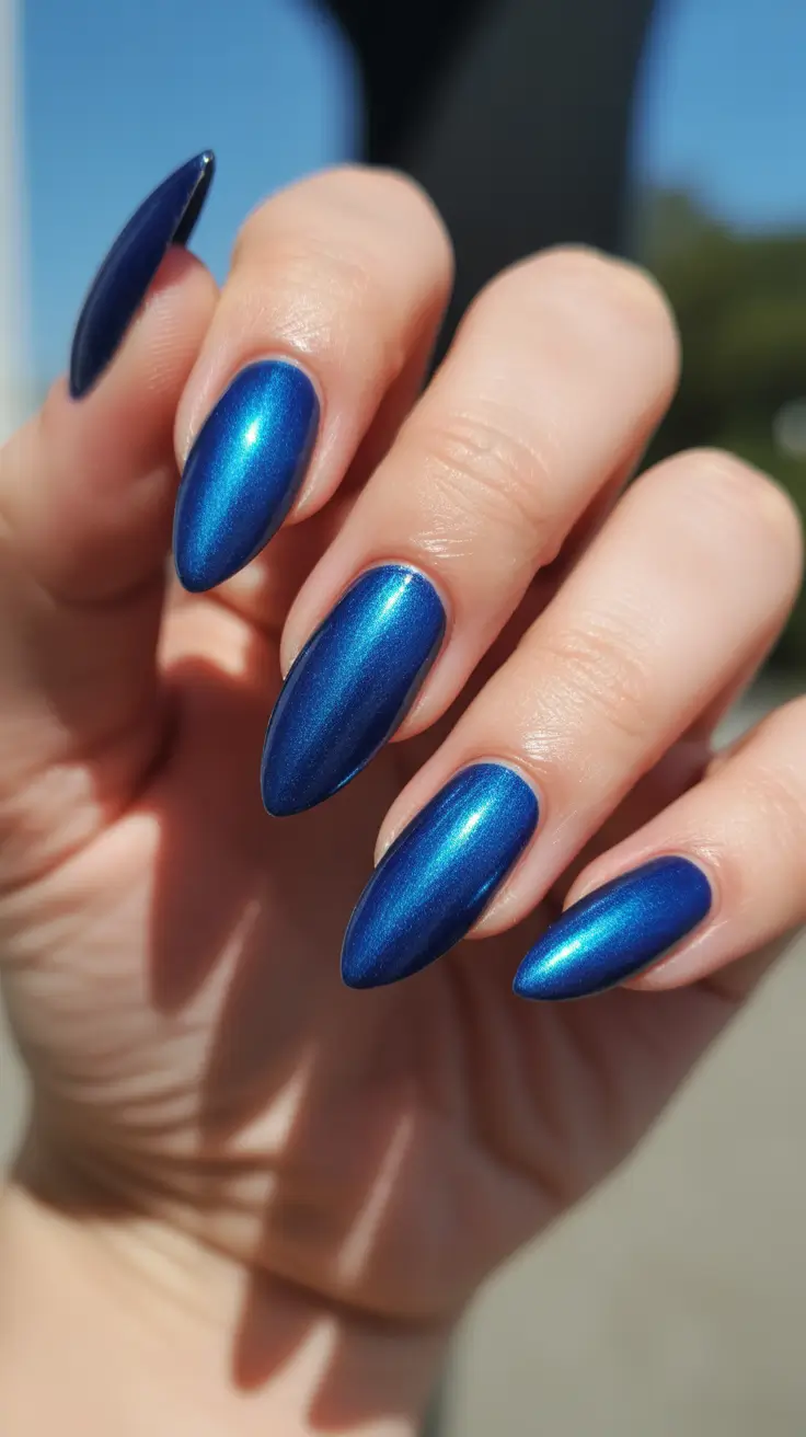 Modern Christmas Nails 2025 Royal Sapphire Glam