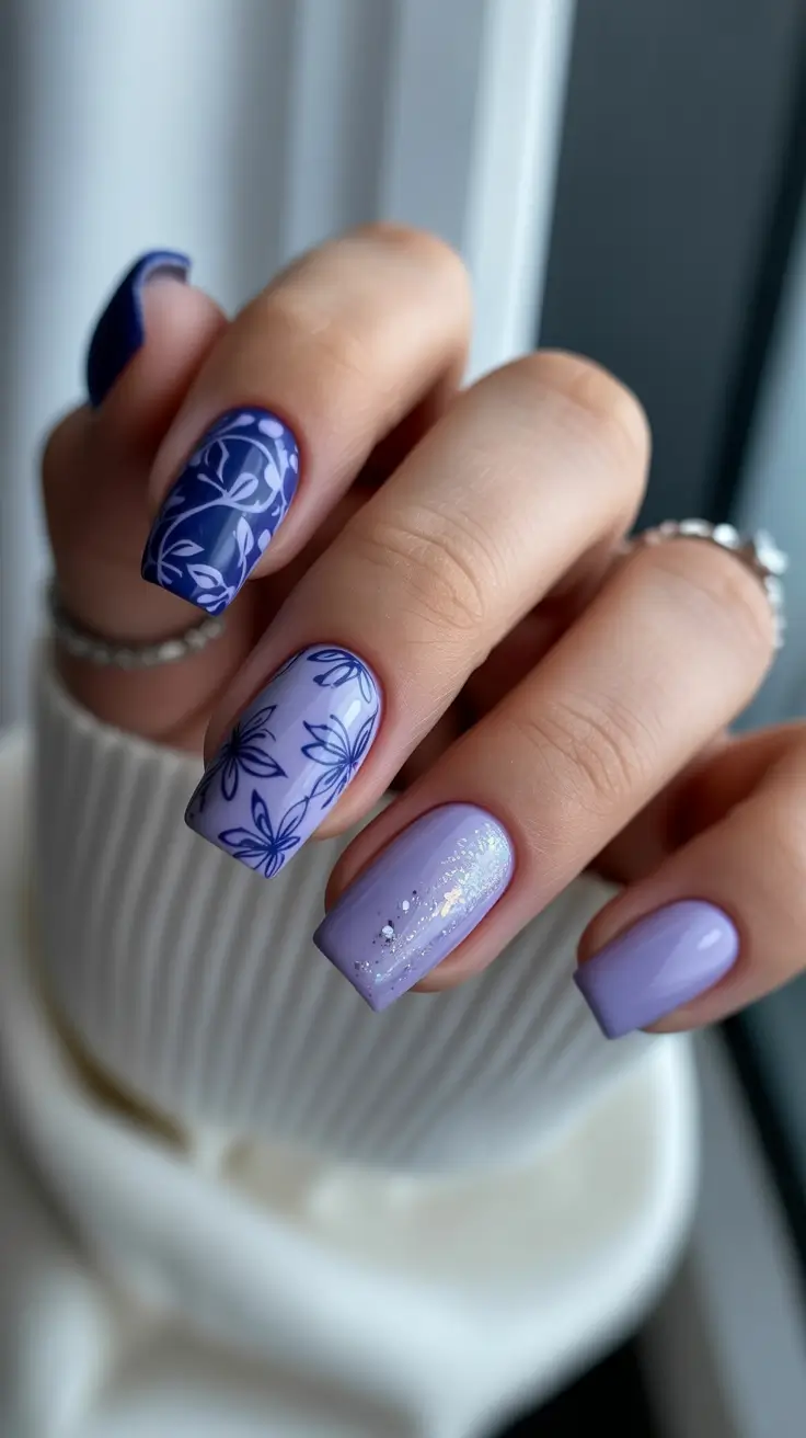 Modern Christmas Nails 2025 Lavender Frost Blooms