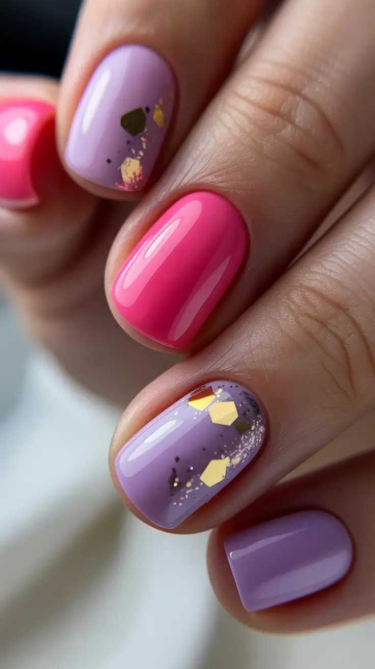 Modern Christmas Nails 2025 Pink & Lilac Confetti Spark