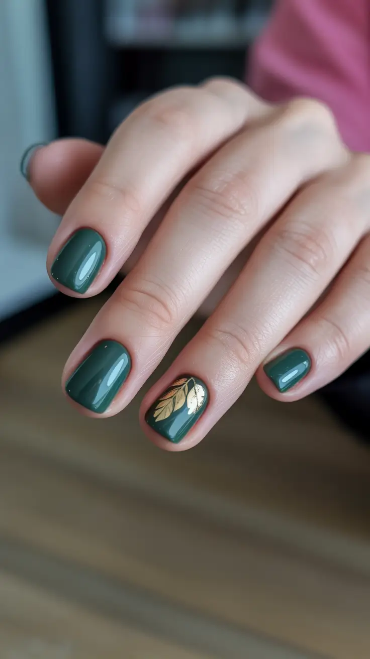 Modern Christmas Nails 2025 Emerald Leaf Dream