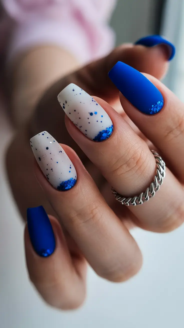 Modern Christmas Nails 2025 Frosted Blue Magic