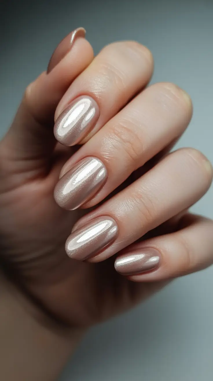 Nail Colors for Winter 2025-2026 Champagne Chrome