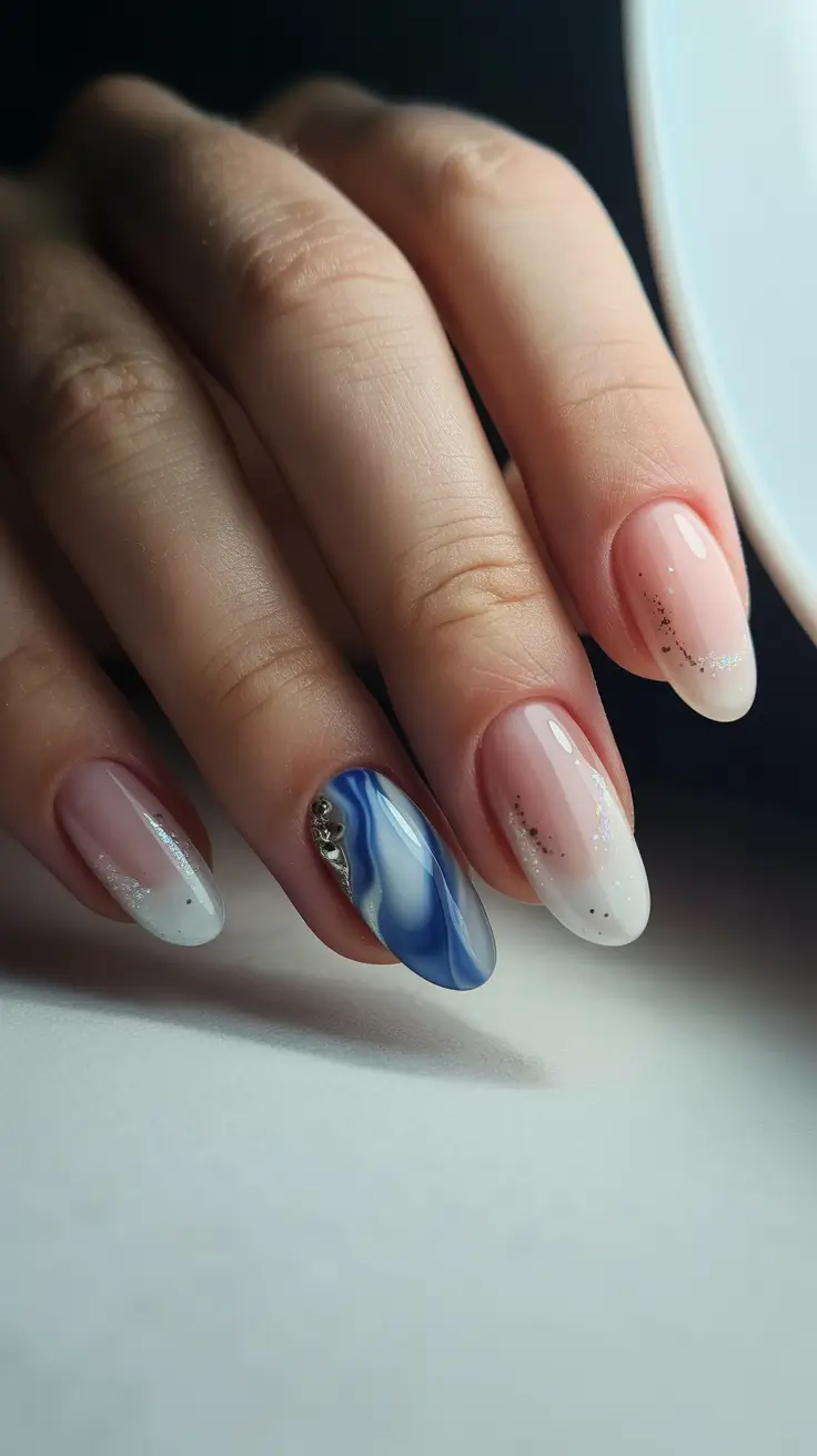 Nail Colors for Winter 2025-2026 Blue Frost French