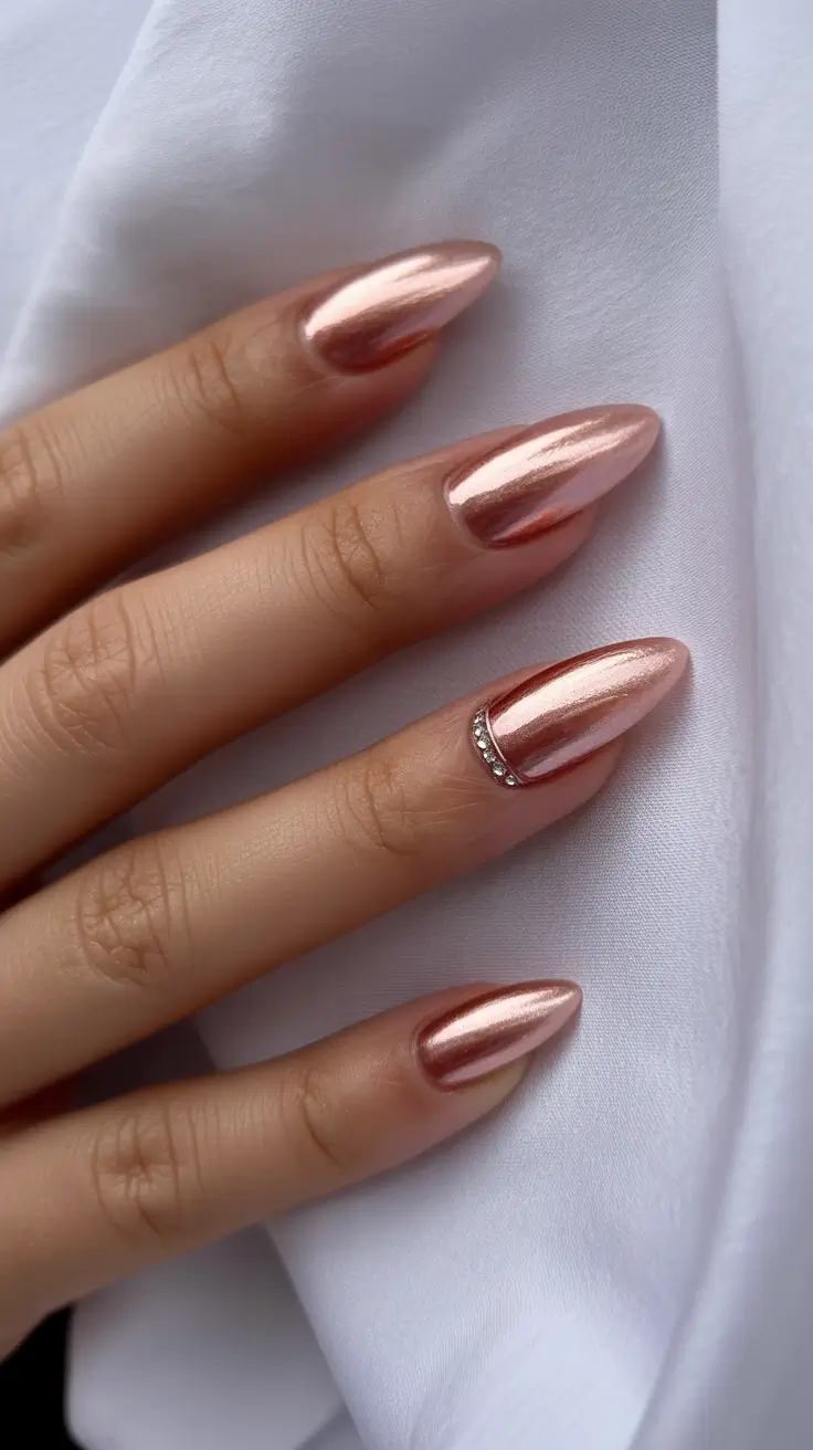 Nail Colors for Winter 2025-2026 Rose Gold Glow