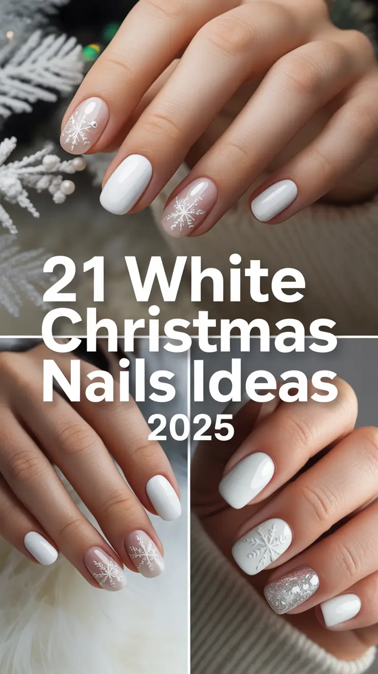 White Christmas Nails Ideas 2025: Sparkly & Simple Designs for a Magical Winter Look