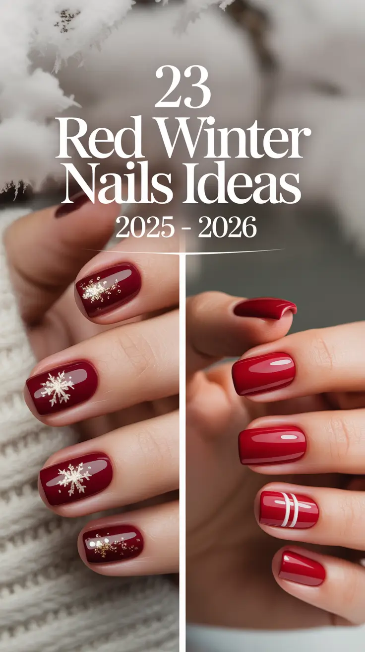 Red Winter Nails Ideas 2025–2026: Chic Designs, Short Styles & Acrylic Inspo for a Frosty Season