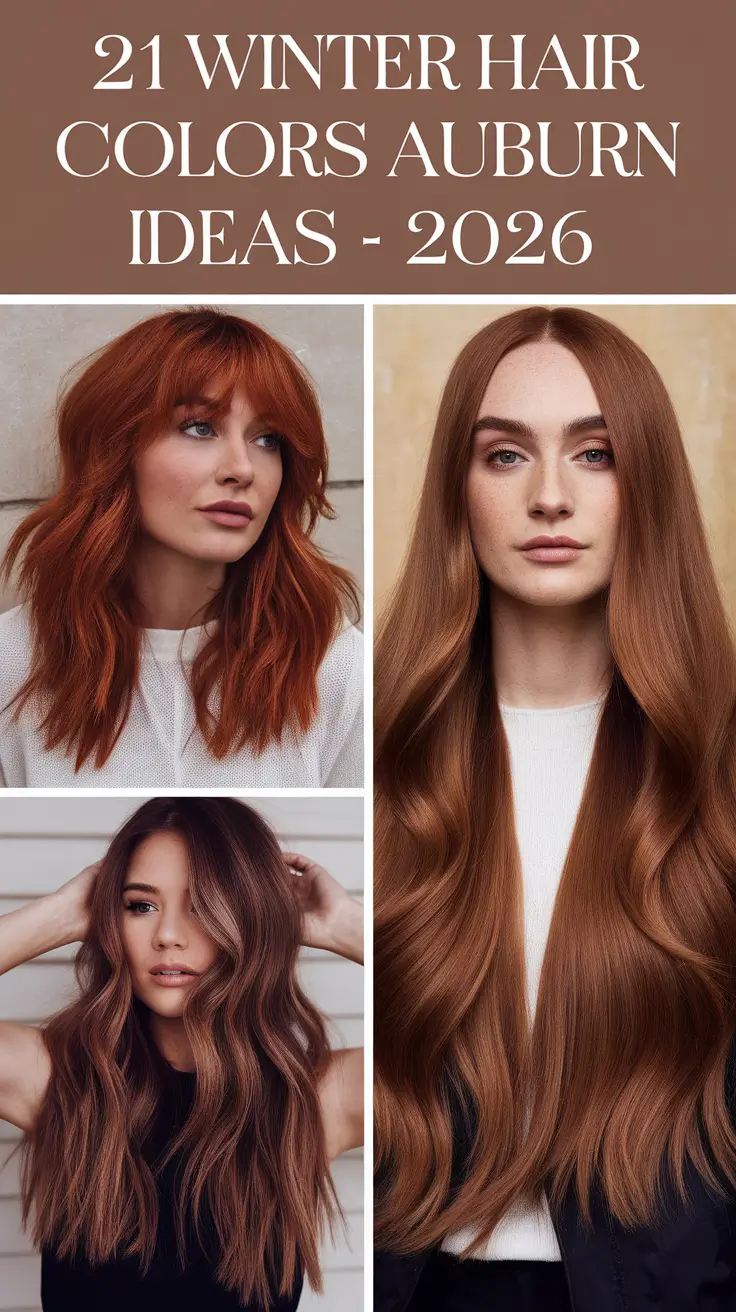 Winter Hair Colors Auburn Ideas 2025–2026: Trendy Auburn Looks for Brunettes and Redheads