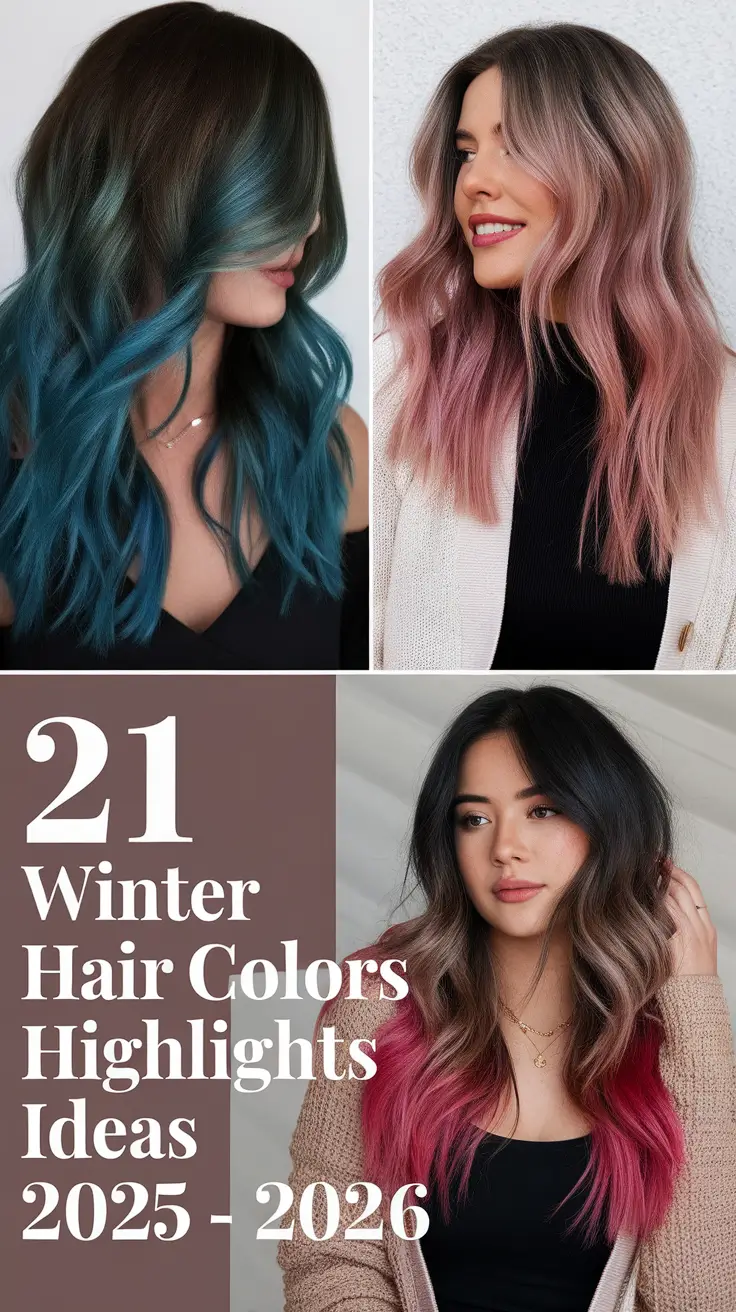 Winter Hair Colors & Highlights Ideas 2025–2026: From Cool Blondes to Chocolate Brown Brunettes