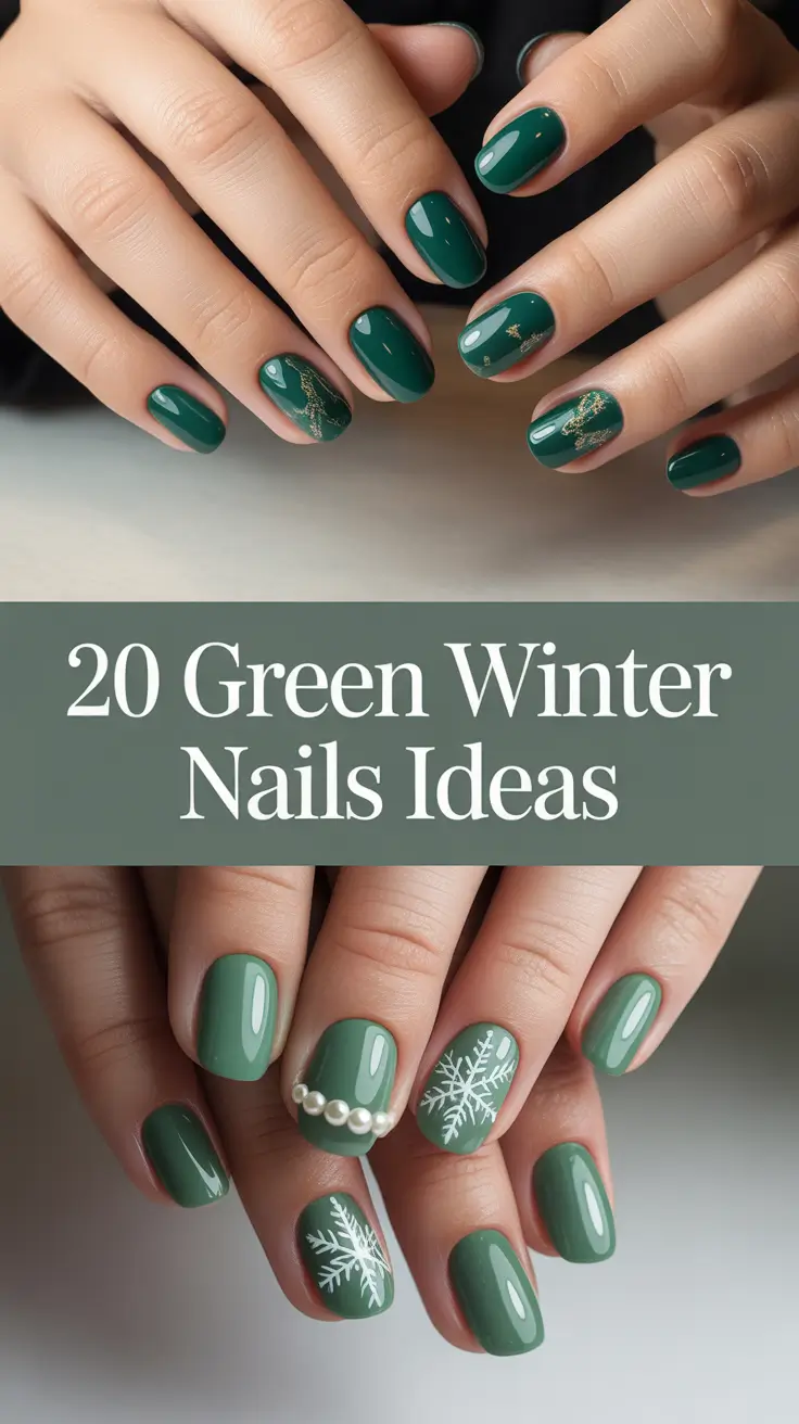 Green Winter Nails Ideas 2025–2026: Emerald, Sage & Frosty Designs for the Cold Season