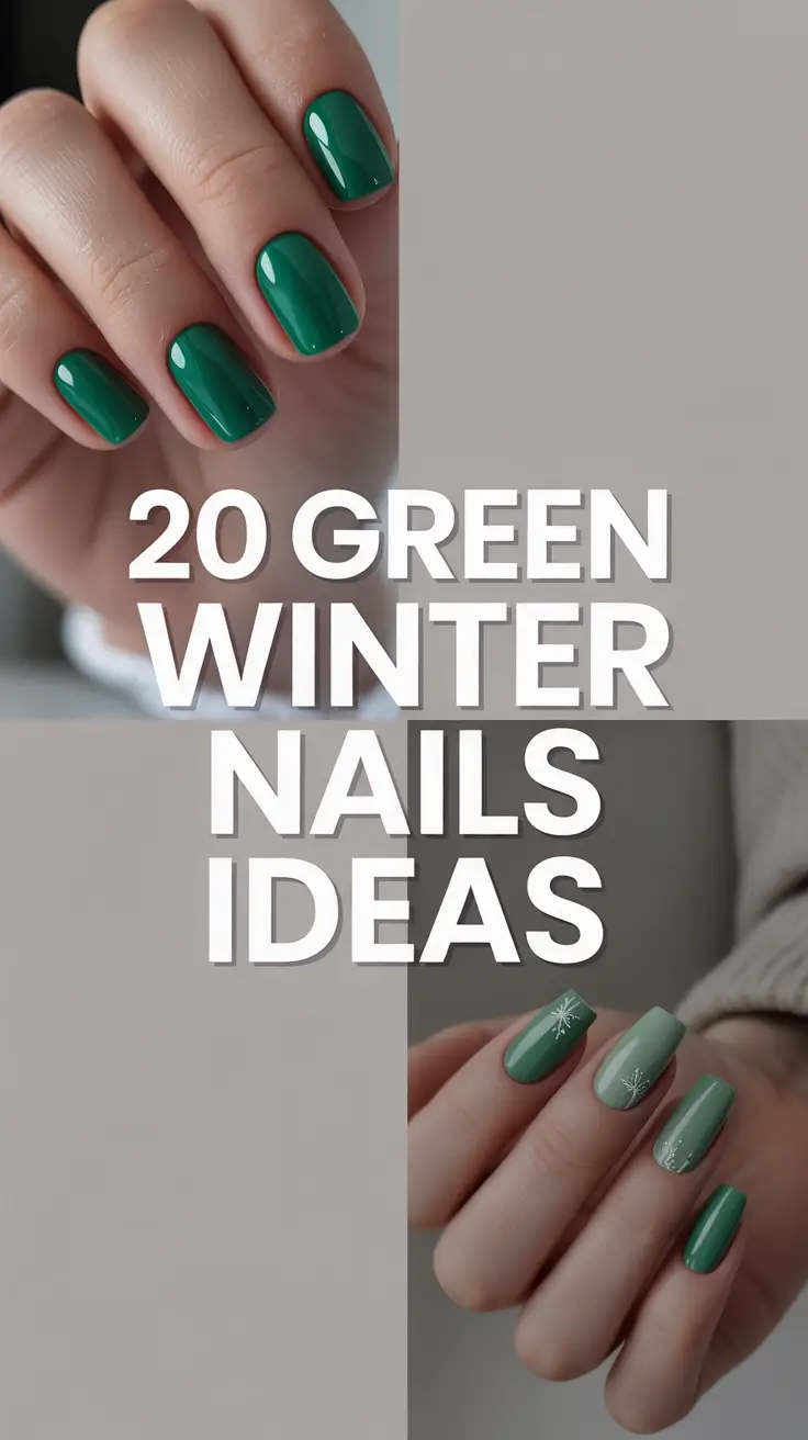 Green Winter Nails Ideas 2025–2026: Emerald, Sage & Frosty Designs for the Cold Season