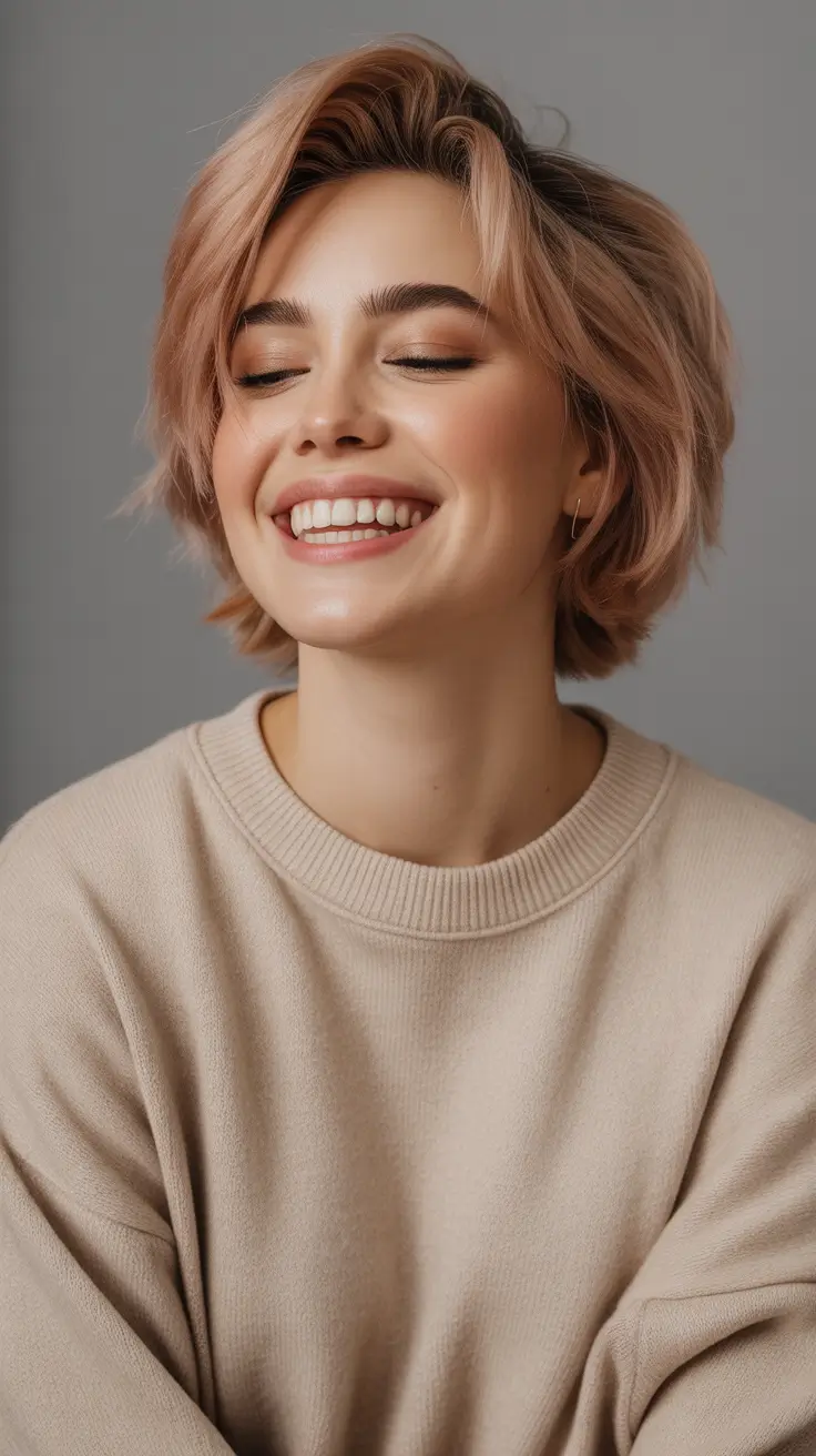 Short Haircuts for Winter 2025-2026 Playful Rose Gold Crop