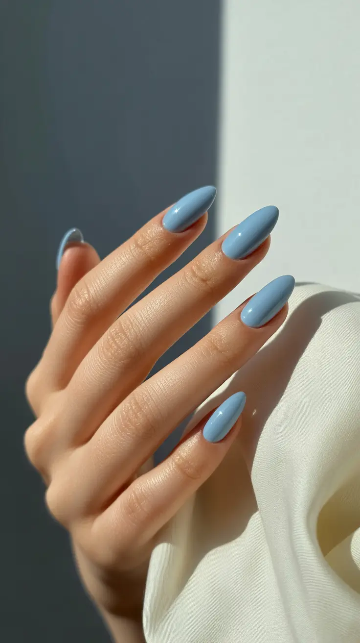 simple christmas nails ideas 2025 Powder Blue Calm