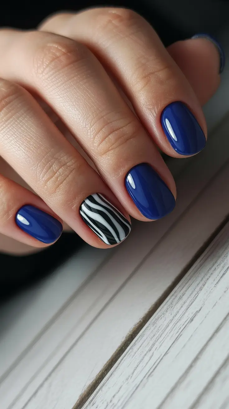 simple christmas nails ideas 2025 Midnight Blue Glam
