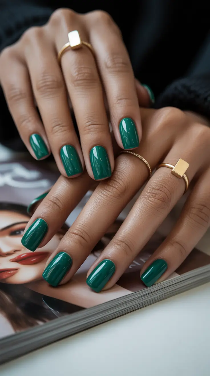 simple christmas nails ideas 2025 Forest Green Dream