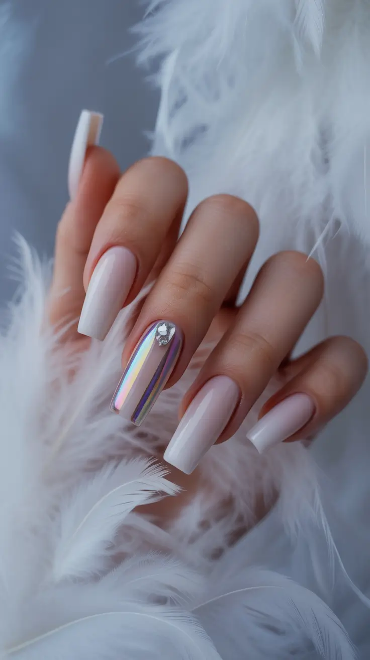 Simple Winter Nails 2025–2026 Iridescent Pearl Elegance