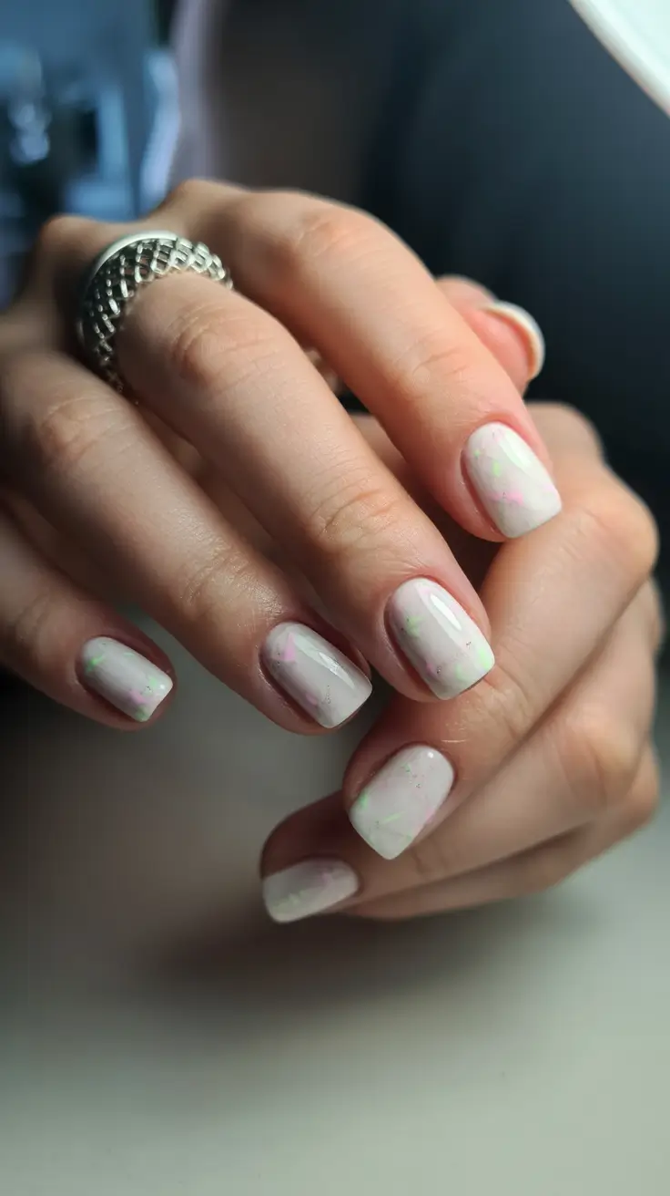 Simple Winter Nails 2025–2026 Snowy Confetti