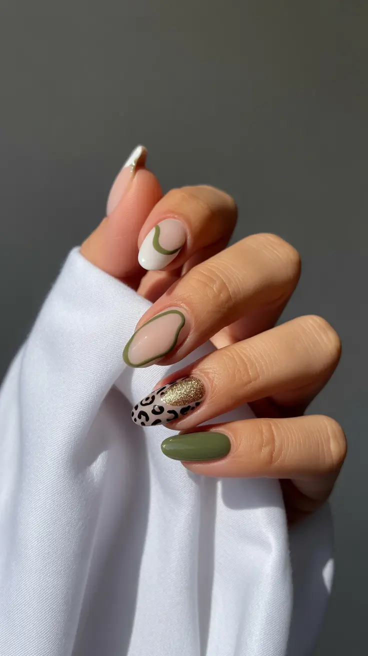 Simple Winter Nails 2025–2026 Olive Green Chic