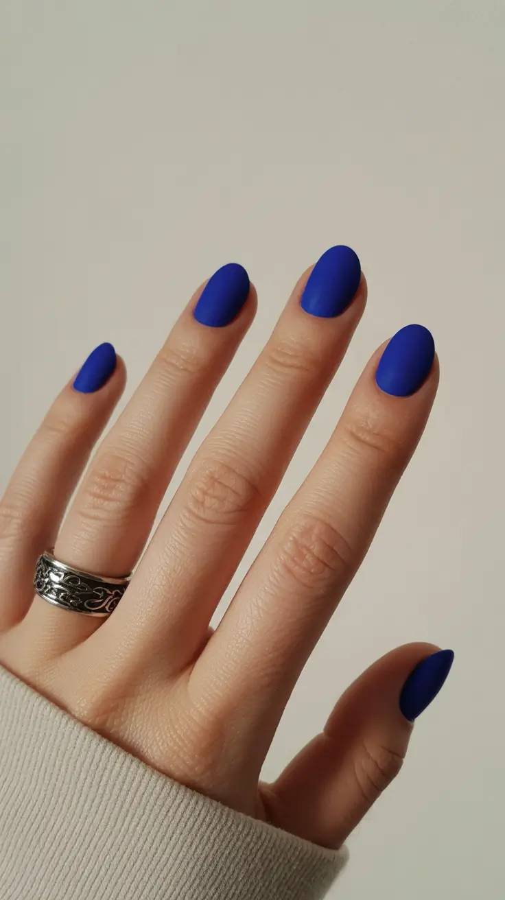 Trendy Short Winter Nail 2025–2026 Velvet Matte Royal