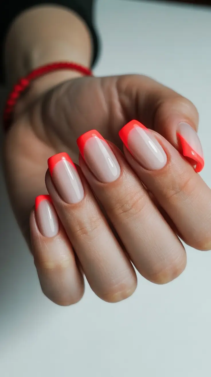 Trendy Short Winter Nail 2025–2026 Neon Winter French