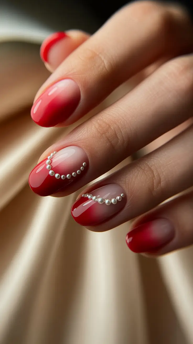 Trendy Short Winter Nail 2025–2026 Crimson Pearl Fade