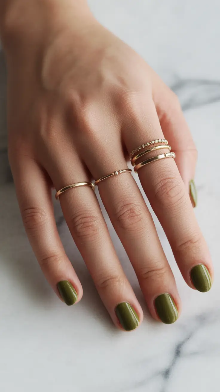 Trendy Short Winter Nail 2025–2026 Olive Winter Calm