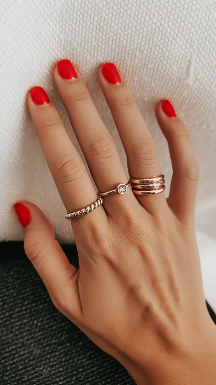 Trendy Short Winter Nail 2025–2026 Retro Scarlet Energy