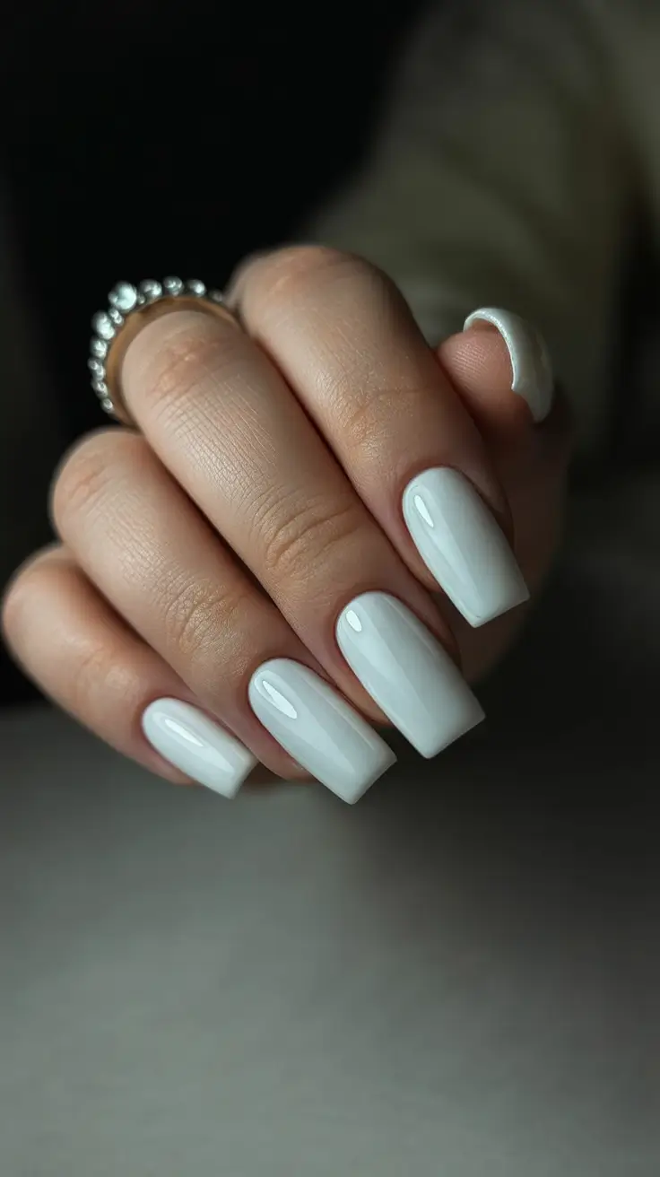 white christmas nails ideas 2025 Velvet Snow Minimalism