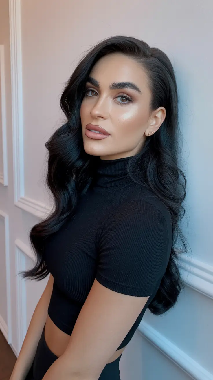 Winter 2025-2026 Haircuts and Color Ideas Glamorous Jet Waves with Retro Depth