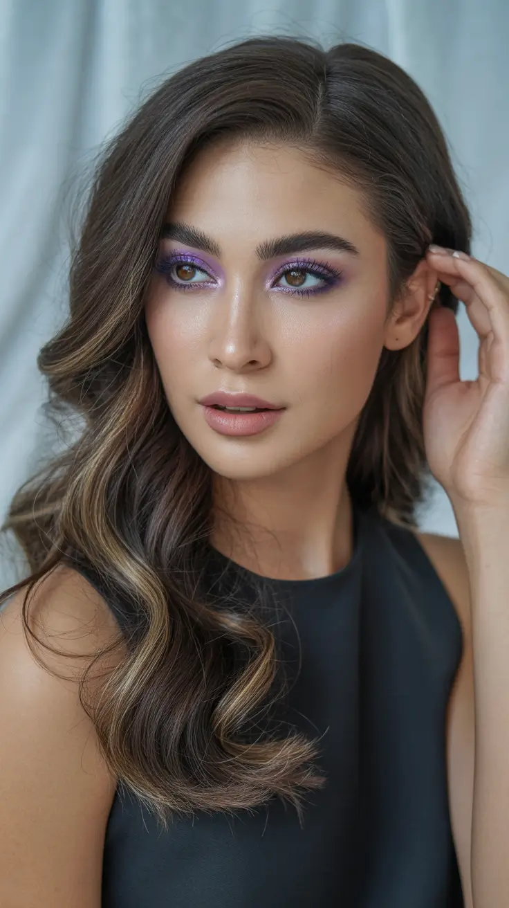 Winter 2025-2026 Haircuts and Color Ideas Soft Chestnut Curls with Subtle Lowlights