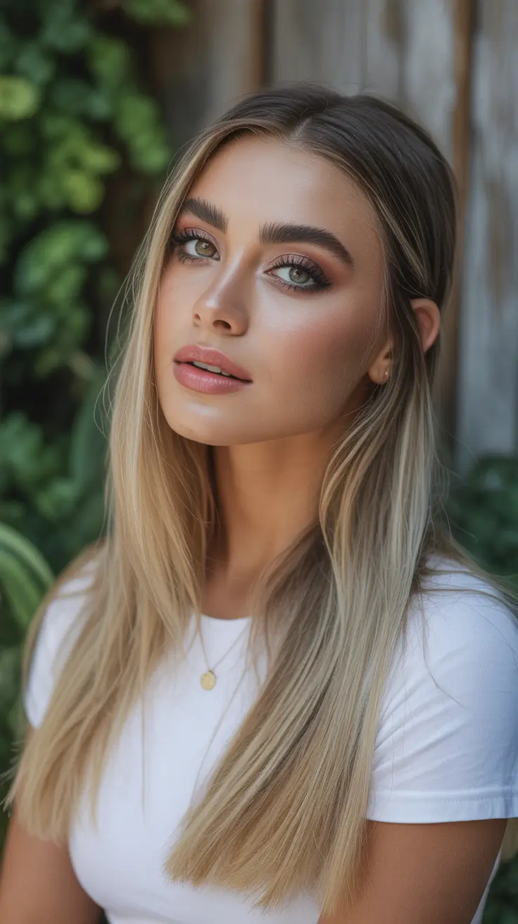 Winter 2025-2026 Haircuts and Color Ideas Golden Ombre with Natural Roots